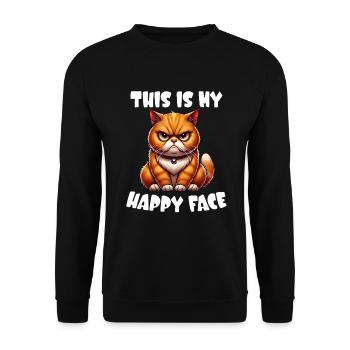 C’est mon visage heureux les chats - Sweat-shirt Unisexe - noir - Devant - Alina (178cm) & Michal (187cm)
