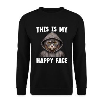 This Is My Happy Face Cats - Unisex Sweatshirt - black - Front - Alina (178cm) & Michal (187cm)