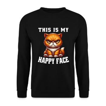 C’est mon visage heureux les chats - Sweat-shirt Unisexe - noir - Devant - Alina (178cm) & Michal (187cm)