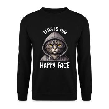 C’est mon visage heureux les chats - Sweat-shirt Unisexe - noir - Devant - Alina (178cm) & Michal (187cm)