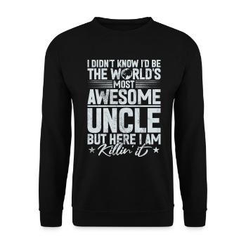 Best Uncle Proud Uncle Quote Humor - Unisex Sweatshirt - black - Front - Alina (178cm) & Michal (187cm)