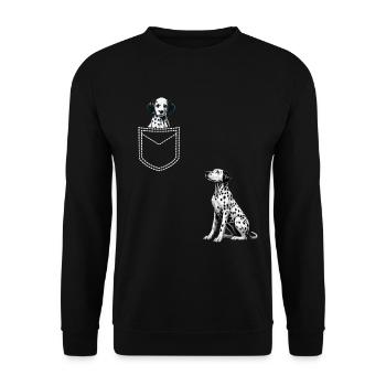 Dalmatiner Hunde Liebhaber Hundebesitzer - Unisex Pullover - Schwarz - Vorne - Alina (178cm) & Michal (187cm)