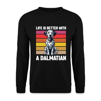 Dalmatiner Hunde Liebhaber Hundebesitzer - Unisex Pullover - Schwarz - Vorne - Alina (178cm) & Michal (187cm)