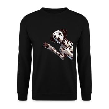 Dalmatiner Hunde Liebhaber Hundebesitzer - Unisex Pullover - Schwarz - Vorne - Alina (178cm) & Michal (187cm)