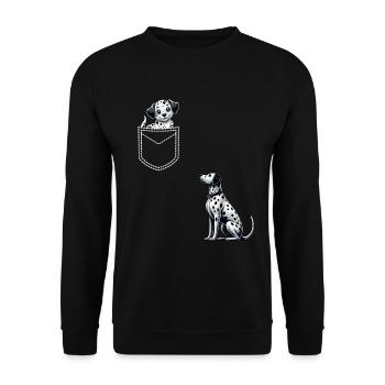 Dalmatiner Hunde Liebhaber Hundebesitzer - Unisex Pullover - Schwarz - Vorne - Alina (178cm) & Michal (187cm)
