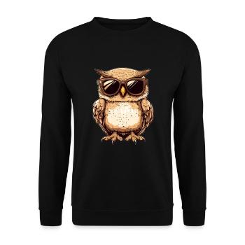 Coole Eule - Unisex Pullover - Schwarz - Vorne - Alina (178cm) & Michal (187cm)