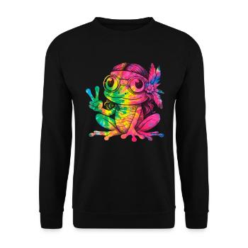 Signe de la paix Teinture Hippie Grenouille des années 60 - Sweat-shirt Unisexe - noir - Devant - Alina (178cm) & Michal (187cm)
