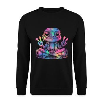 Signe de la paix Teinture Hippie Grenouille des années 60 - Sweat-shirt Unisexe - noir - Devant - Alina (178cm) & Michal (187cm)