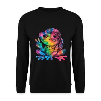 Peace Sign Dye Hippie Frog 60s - Unisex Sweatshirt - black - Front - Alina (178cm) & Michal (187cm)