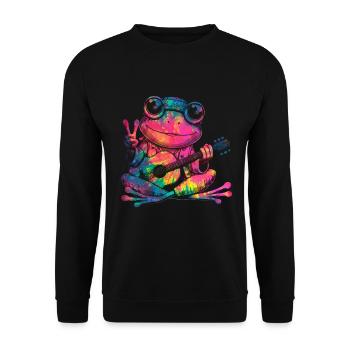 Signe de la paix Teinture Hippie Grenouille des années 60 - Sweat-shirt Unisexe - noir - Devant - Alina (178cm) & Michal (187cm)