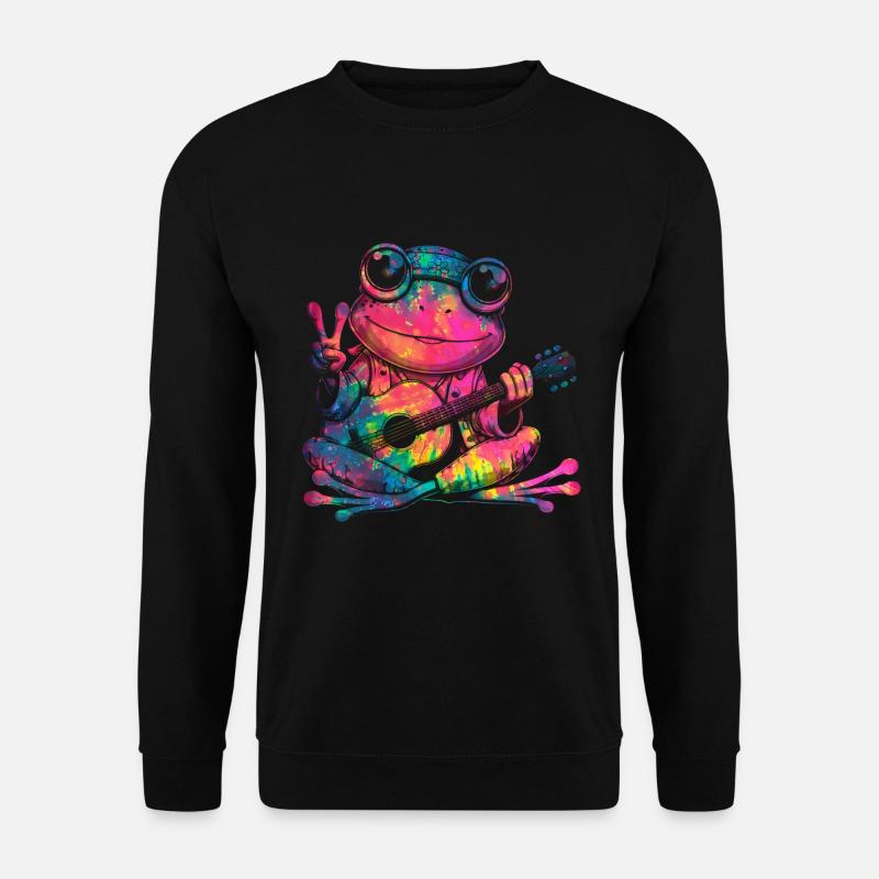 Friedenszeichen Dye Hippie Frog 60s - Unisex Pullover - Schwarz