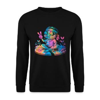 Peace Sign Dye Hippie Frog 60s - Unisex Sweatshirt - black - Front - Alina (178cm) & Michal (187cm)