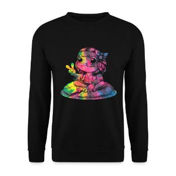 Peace Sign Dye Hippie Frog 60s - Unisex Sweatshirt - black - Front - Alina (178cm) & Michal (187cm)