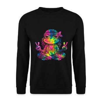 Peace Sign Dye Hippie Frog 60s - Unisex Sweatshirt - black - Front - Alina (178cm) & Michal (187cm)