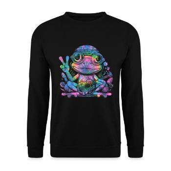Peace Sign Dye Hippie Frog 60s - Unisex Sweatshirt - black - Front - Alina (178cm) & Michal (187cm)
