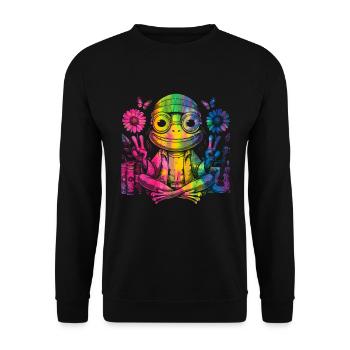 Signe de la paix Teinture Hippie Grenouille des années 60 - Sweat-shirt Unisexe - noir - Devant - Alina (178cm) & Michal (187cm)