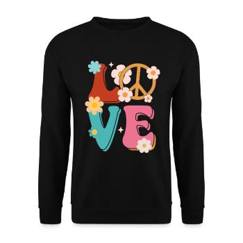 Signe de paix Amour Groovy Hippie des années 70 - Sweat-shirt Unisexe - noir - Devant - Alina (178cm) & Michal (187cm)