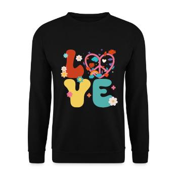 Signe de paix Amour Groovy Hippie des années 70 - Sweat-shirt Unisexe - noir - Devant - Alina (178cm) & Michal (187cm)