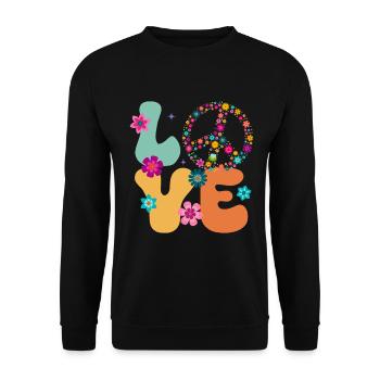 Signe de paix Amour Groovy Hippie des années 70 - Sweat-shirt Unisexe - noir - Devant - Alina (178cm) & Michal (187cm)