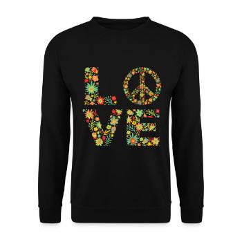 Signe de paix Amour Groovy Hippie des années 70 - Sweat-shirt Unisexe - noir - Devant - Alina (178cm) & Michal (187cm)