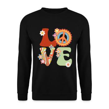 Signe de paix Amour Groovy Hippie des années 70 - Sweat-shirt Unisexe - noir - Devant - Alina (178cm) & Michal (187cm)