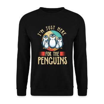 Penguine Vogelliebhaber Penguin -Enthusiast - Unisex Pullover - Schwarz - Vorne - Alina (178cm) & Michal (187cm)