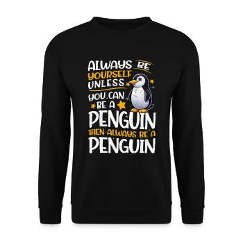 Penguine Vogelliebhaber Penguin -Enthusiast - Unisex Pullover - Schwarz - Vorne - Alina (178cm) & Michal (187cm)