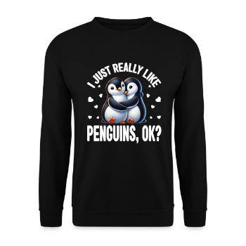 Penguine Vogelliebhaber Penguin -Enthusiast - Unisex Pullover - Schwarz - Vorne - Alina (178cm) & Michal (187cm)
