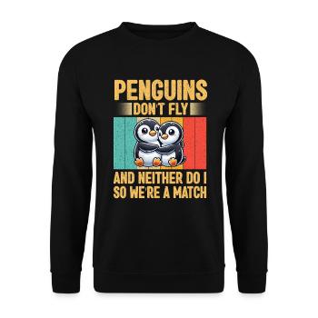 Penguine Vogelliebhaber Penguin -Enthusiast - Unisex Pullover - Schwarz - Vorne - Alina (178cm) & Michal (187cm)