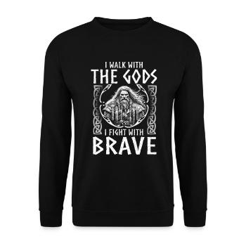 Viking Norse Gods Nordman Mythology - Unisex Sweatshirt - black - Front - Alina (178cm) & Michal (187cm)