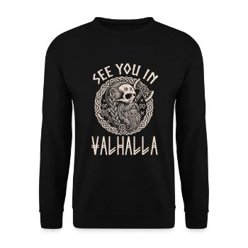 Viking Norse Gods Nordman Mythology - Unisex Sweatshirt - black - Front - Alina (178cm) & Michal (187cm)