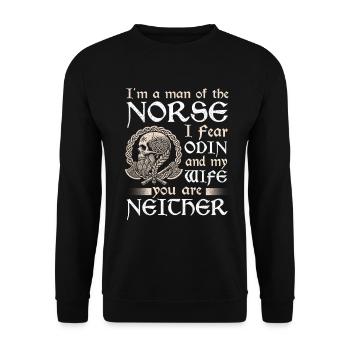 Viking Norse Gods Nordman Mythology - Unisex Sweatshirt - black - Front - Alina (178cm) & Michal (187cm)