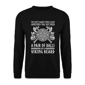 Viking Norse Gods Nordman Mythology - Unisex Sweatshirt - black - Front - Alina (178cm) & Michal (187cm)