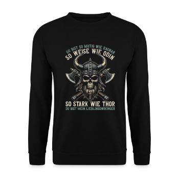 Viking Dad Father's Day Paternity Parent - Unisex Sweatshirt - black - Front - Alina (178cm) & Michal (187cm)