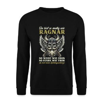 Wikinger Papa Vatertag Vaterschaft Elternteil - Unisex Pullover - Schwarz - Vorne - Alina (178cm) & Michal (187cm)
