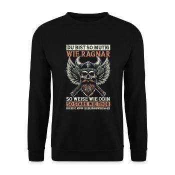 Viking Dad Father's Day Paternity Parent - Unisex Sweatshirt - black - Front - Alina (178cm) & Michal (187cm)