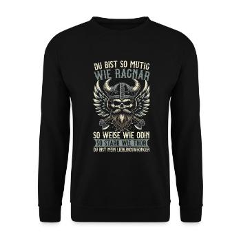 Viking Dad Father's Day Paternity Parent - Unisex Sweatshirt - black - Front - Alina (178cm) & Michal (187cm)