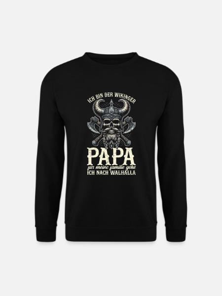 Wikinger Papa Vatertag Vaterschaft Elternteil - Unisex Pullover - Schwarz