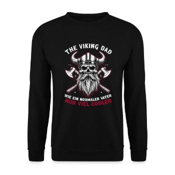 Wikinger Papa Vatertag Vaterschaft Elternteil - Unisex Pullover - Schwarz - Vorne - Alina (178cm) & Michal (187cm)