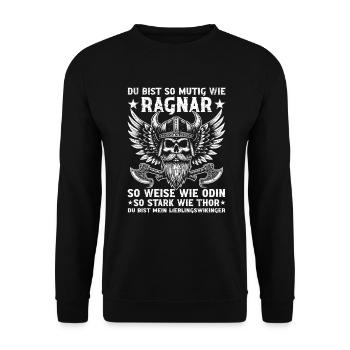 Wikinger Papa Vatertag Vaterschaft Elternteil - Unisex Pullover - Schwarz - Vorne - Alina (178cm) & Michal (187cm)