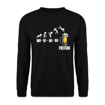 Freitag Wochenende Bierliebhaber Sarkastischer - Unisex Pullover - Schwarz - Vorne - Alina (178cm) & Michal (187cm)