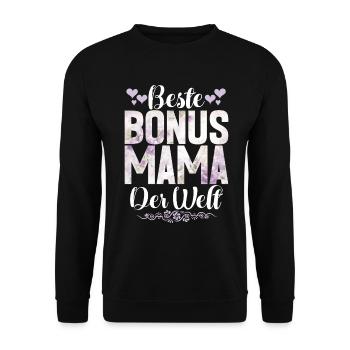 Bonus Mama Muttertag Mutterschaft Mama Elternteil - Unisex Pullover - Schwarz - Vorne - Alina (178cm) & Michal (187cm)