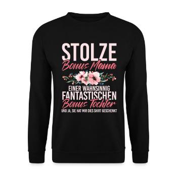 Bonus Mama Muttertag Mutterschaft Mama Elternteil - Unisex Pullover - Schwarz - Vorne - Alina (178cm) & Michal (187cm)