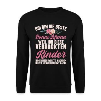 Bonus Mama Muttertag Mutterschaft Mama Elternteil - Unisex Pullover - Schwarz - Vorne - Alina (178cm) & Michal (187cm)