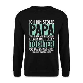 Papa Tochter Vatertag Vaterschaft Elternteil - Unisex Pullover - Schwarz - Vorne - Alina (178cm) & Michal (187cm)