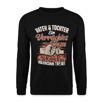 Papa Tochter Vatertag Vaterschaft Elternteil - Unisex Pullover - Schwarz - Vorne - Alina (178cm) & Michal (187cm)
