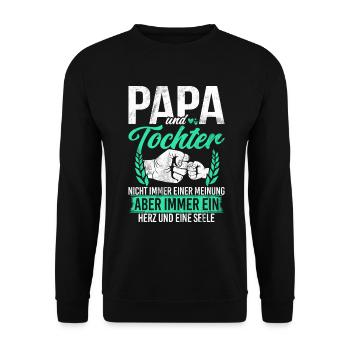 Papa Tochter Vatertag Vaterschaft Elternteil - Unisex Pullover - Schwarz - Vorne - Alina (178cm) & Michal (187cm)