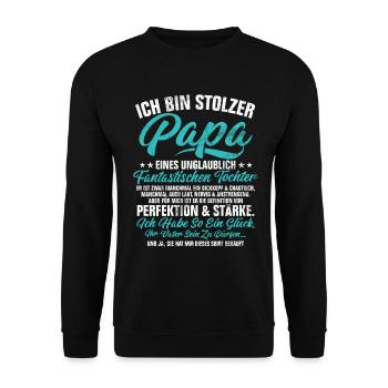 Papa Tochter Vatertag Vaterschaft Elternteil - Unisex Pullover - Schwarz - Vorne - Alina (178cm) & Michal (187cm)