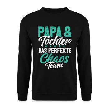Papa Tochter Vatertag Vaterschaft Elternteil - Unisex Pullover - Schwarz - Vorne - Alina (178cm) & Michal (187cm)