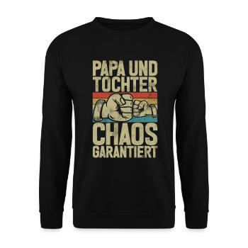Papa Tochter Vatertag Vaterschaft Elternteil - Unisex Pullover - Schwarz - Vorne - Alina (178cm) & Michal (187cm)